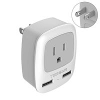 Japan Power Adapter Plug with USB Outlet, TESSAN US to Japanese Travel Adaptor, 3 to 2 Prong Adapter for USA China Philippines Canada, Type A