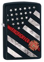 Zippo Lighter: Firefighter Flag - Black Matte 79929