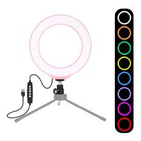 Ring Light Kit 5W LED Ringlight Lighting with Tripod Stand Dimmable 5600K 3 Modes Circle Lighting Ringlights for Makeup Video (Pink 6.2inches)
