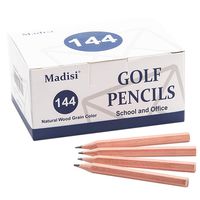 Madisi Golf Pencils, 2 HB Half Pencils, 3.5" Mini Pencils, Pre-Sharpened, Natural Wood Grain Color, 144 Count