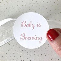Sweet Thymes 40 Baby is Brewing Sticker | Baby Shower Favor Bag Circle Sticker | Baby Girl Pink Favor Bag Gift Label | Envelope Seal Package Sticker