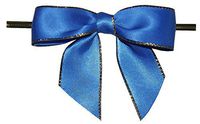BAYWIND LTD; 3" Electric Blue with Gold Edge Twist Tie Bows- 50pc