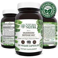 Natural Nutra Mushroom Defense Mix Immune Support Complex Supplement, Made with Organic Blend of Reishi, Cordyceps, Lions Mane, Maitake, Turkey Tail Extract, 60 Capsules