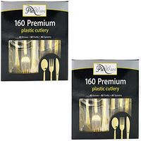 Plexware Cutlery Set 160 Count (40 Knives, 80 Forks, 40 Spoons) Pack of 2, 320 Total, Looks Like Real Plastic Silverware