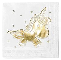 Napkins Unicorn Stars Happy Birthday 100 Pack Gold Foil Cocktail disposable paper supplies