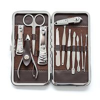 Nail Clipper Travel Set - 12 in 1 Stainless Steel Professional Nail Cutter Manicure Pedicure & Grooming Kits with Leather Case by KIRELNI for Men and Women