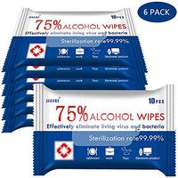 Alcohol Alcohol Wipes (6 Packs, 60 Pcs),75% Alcohol Hand Wet Wipes Resin-Free Cleaning Hand Sterilizer