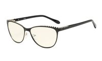 Eyekepper Computer Reading Glasses,Blue Light Filter Readers,Cat-Eye Style Women,Burnout Double Color Frame,Black-Silver +1.75