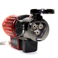 Unishow ® Red Transparent Triple Jet Flames Refillable Butane Torch Lighter with Hands Free Flame Lock - 3 1/4 Inch Height - Very Powerful!