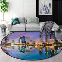 RUGSMAT Wanderlust Modern Flannel Microfiber Non-Slip Machine Round Area Rug,Thailand Benjakiti Park Lifts Basket Swivel Chair Pad Coffee Table Rug Diameter-51
