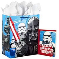 Hallmark 13" Large Star Wars Gift Bag with Birthday Card and Tissue Paper (Darth Vader)