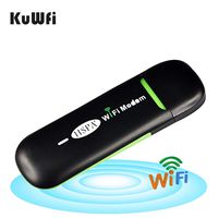 KuWFi Unlocked Smart 3G USB Mobile Hotspot WiFi Dongle Mini USB WiFi Hotspot Router Data Card with Wi-Fi 3G WiFi Modem SIM Slot Router use for Car SIM Card Not Included Support 2100 Network Band