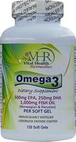 Pure Omega 3 Fish Oil - 1500mg Omega-3 Fatty Acids per 2 Soft Gels. Odorless Enteric Coated and Molecularly Distilled. Pure-Sourced from The Preferred Norwegian and Peruvian Regions. 120 Soft Gels.