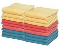 Superio Micro Fiber Cleaning Cloth 16x16 Inch (24 Pack) Red-Blue-Yellow