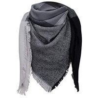 Theoylos Women's Scarf Plaid Blanket Winter Scarf Ladies Faux Shearling Long Shawl Wraps Warm Oversized Shawl Gray
