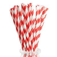 125-Pack Biodegradable Paper Straws Red and White Stripes Straws 7.75 Inches Drinking Straws for Party Supplies, Birthday, Baby Shower, Wedding Decorations