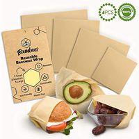 Beeswax Food Wrap – Pack of 4 | Eco-Friendly, Organic, Sustainable, Reusable Beeswax Wrap | Dye and Synthetic Free Food Wrap | 100% Zero-Waste Alternative to Plastic | 3 Sizes (S, M, L)