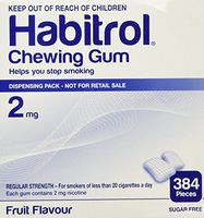 Habitrol Nicotine Gum 2mg Fruit Flavor. 2 bulk packs of 384 (total 768 pieces)