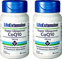 Life Extension COQ10 Super Ubiquinol 100mg 90 Count (Pack of 2) with Enhanced Mitochondrial Support