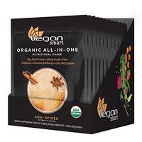 Vegansmart Plant Based Organic Protein Powder, All-in-One Nutritional Shake, Chai Spices, 12 Single Serve Packets