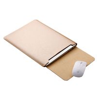 AENMIL For Apple Macbook Air 11.6" Ultrathin Protective Carrying Bag, PU Leather Soft Sleeve Case Cover Holder with Exterior Mouse Pad(Gold)
