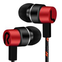 Tuscom Universal 3.5mm in-Ear Stereo Wired Earbuds Earphone with 1.2M Knitted Cable,Built-in Hands-Free Microphone, (A Style:Red)