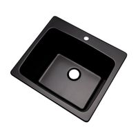 Dekor Sinks 42199NSC Westworth Composite Utility Sink with One Hole, 25", Black Natural Stone
