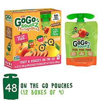 GoGo squeeZ Fruit & VeggieZ on the Go, Apple Peach Sweet Potato, 3.2 Ounce (48 Pouches), Gluten Free, Vegan Friendly, Healthy Snacks, Unsweetened, Recloseable, BPA Free Pouches