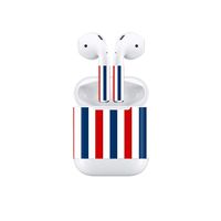 Vinyl Skin Decal for Airpods Bluetooth Earphone Case Protective Sticker Wrap Cover Skins-Red/Blue/White Vertical Line