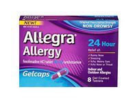 Allegra Gelcap 24hr 180mg Size 8ct Allegra Gelcap 24hr 180mg 8ct