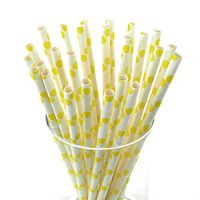 Homeford Firefly Imports Large Dots Paper Straws, 7-3/4-Inch, 25-Pack, Yellow, 7-3/4"