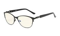 Eyekepper Computer Reading Glasses,Blue Light Filter Readers,Stylish Cateye Oval Reading Eyeglasses Women,Black +2.00