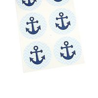 Blue Nautical Anchor Stickers, Round Envelope Seals, Party Favor Labels and Cupcake Topper for Summer Themed Party, by Once Upon Supplies, 1.5 Inches, 30 Stickers