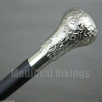 Brass Metal Chrome Handle Vintage Walking Cane Walking Wooden Stick Nickel Black
