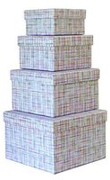 Cypress Lane Square Rigid Gift Box, a Nested Set of 4, 3.5x3.5x2 to 6x6x4 inches (Linen)