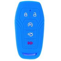 WFMJ Blue Silicone Smart 5 Buttons Remote Key Cover Bag Holder for Ford Fusion Mustang F-150 F-450 Edge Explorer F-550