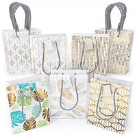 ARTEZA Gift Bags 9.5”x7”x3.4”, Set of 15 Bags (5 White Designs, 3 Pieces in Each Style), Perfect for Any Holiday Occasion, Graduations, Birthday Parties, and More!