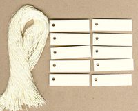100 Blank Ivory Hang Tags (1/2" x2") & 100 Ivory Cut Strings for Crafts & Gifts. Personalize & Price Your Merchandise.