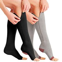 JANVUR (2 Pairs) Zipper Compression Socks New Compression Zip Sox Socks Stretchy Leg Support Unisex Open Toe Knee Stockings