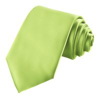 KissTies Mens Lime Green Tie Satin Necktie + Gift Box