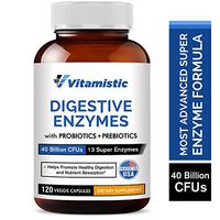 Vitamistic Digestive Enzymes Plus Probiotics & Prebiotics, 40 Billion CFUs, Supports Natural Digestion & Nutrient Absorption, Helps Gas Bloating Constipation, Non-GMO, Gluten-Free, Dairy-Free
