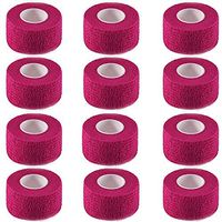 Self Adhesive Bandage Cohesive Warp Bandages Sport Medical Tape Tattoo Grip Cover Nonwovens 1"x5y 12Roll for Stretch Athletic, Ankle Sprains & Swelling, Sports，House Peta & Horse FDA Approved