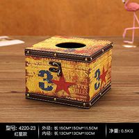 T-ZJHC European Creative Retro Tissue Box Home Room Bedroom Napkin Tray Living Room Coffee Table Storage, Square - red Star