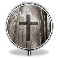 IMLONE Pill Organizer, Customized Bible Verse Pill Boxes with 3 Components and Mirror for Travelling and Daily Needs