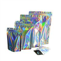100 Pcs Colorful Stand Up Zip Lock Bags Pouch,Mylar Aluminum Foil Standing Zipper Plastic Pouches Bags Bottom Gusset Pouch Keep Aroma Zip Lock Bags (Hologram, 14x20x4 cm(5.51"x7.87"x1.57"))