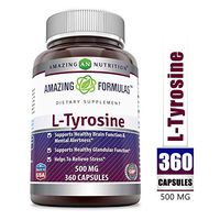 Amazing Formulas L-Tyrosine - 500 Mg, 360 Capsules - (Non-GMO,Gluten Free) Supports Healthy Brain Function & Mental Alertness - Supports Healthy Glandular Function - Helps to Relieve Stress.