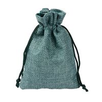 BZCTAH 20 PCS 10 x 14cm Linen Cotton Bags Jewelry Pouch Burlap Jute Bags, Reusable Cloth Souvenir Gift Bag with Drawstrings for Wedding Holiday, Treat DIY Craft Favor Bags Sack Pouch, Dark green