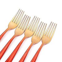 BalsaCircle 48 pcs 7-Inch long Gold Red Ombre Plastic Forks - Disposable Wedding Party Event Catering Tableware Discounted Supplies