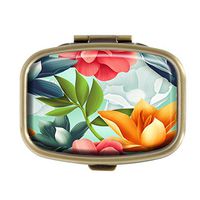 Top A Flowers Custom Personalized Square Pill Box Decorative Box Vitamin Container Pocket Or Wallet (Flowers-5)