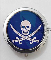 BlackKey Pirate Skull Crossed Swords Pattern 3-Compartment Decorative Pocket Gift Box Case Organizer for Pill, Color 1-95